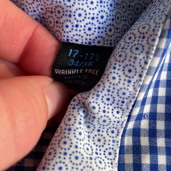 Van Heusen Studio Checked Slim-Fit Button-Down Shirt- 17/17.5 34/35 - Picture 5 of 5
